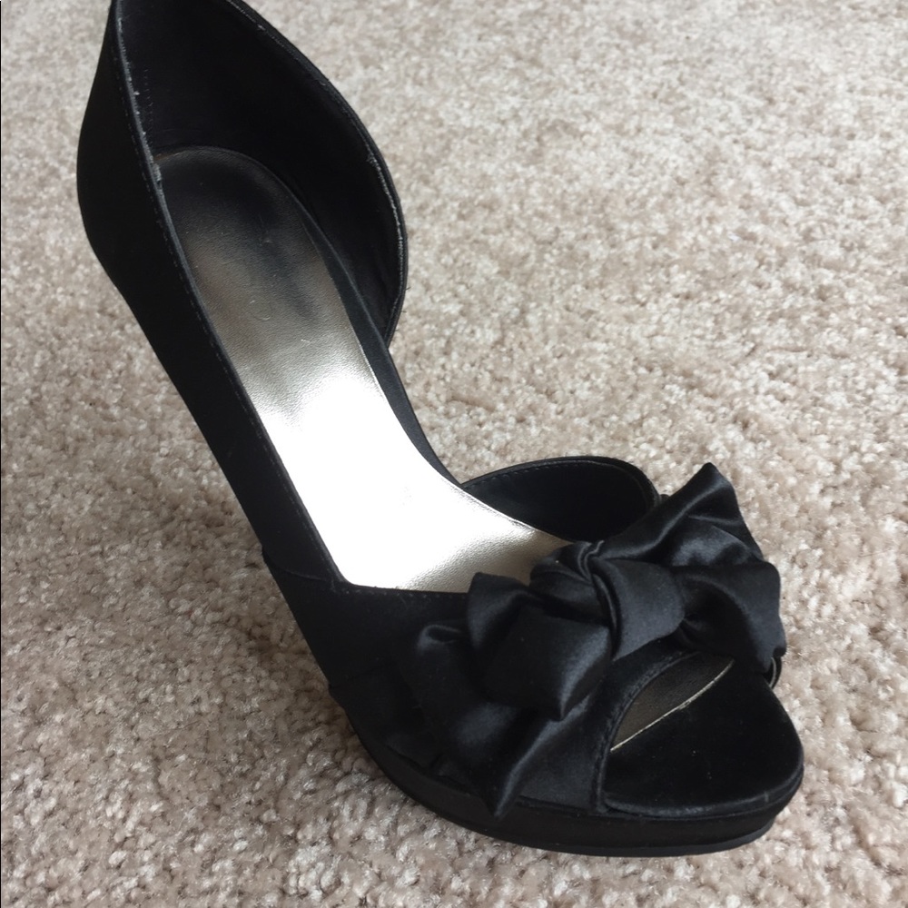 ALDO black stiletto high heels size 8 38 satin bow